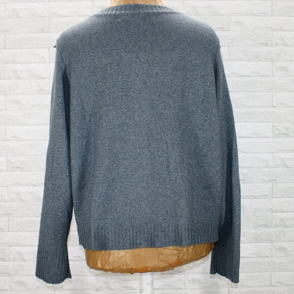LC LAUREN CONRAD Cardigan Ruffled Front Feminine Sweater Slate Gray Grey X-Large - Picture 4 of 14